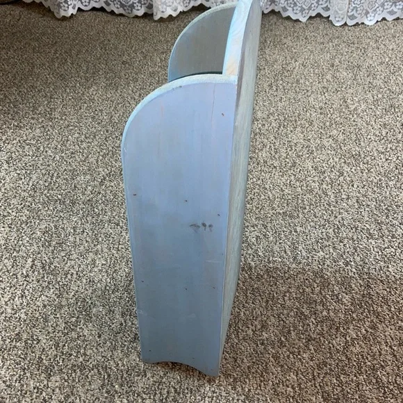 VTG, Blue Birdhouse & Flowers Wall Shelf Decor Handmade Wood And Hand-Painted